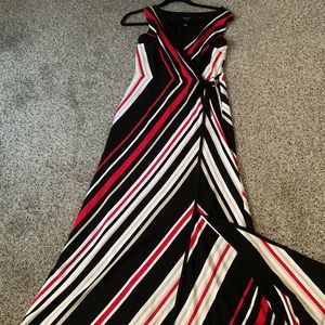 White House black market strips maxi dress size medium p